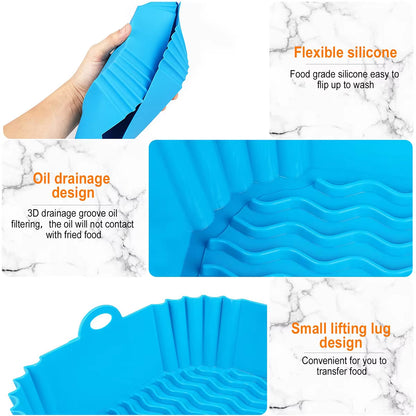 Square Silicone, Air Fryer Inserts, Air Fryer Pot, Air Fryer Liners, Reusable, Air Fryer Accessories, Oven Microwave Accessories